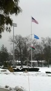 Pictured is the flag, waving triumphantly over Monmouth University. By Shreeja Kadakia. 