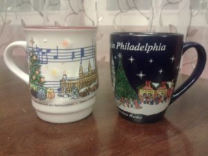 Two cups of gluhwein from the market in Vienna and the one in Philadelphia.